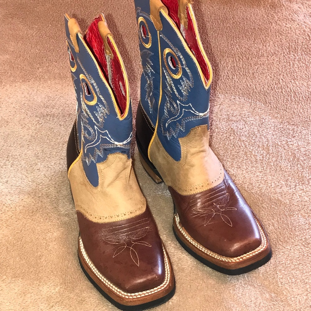 Custom Boys Leather Cowboy Western Boots SZ 7